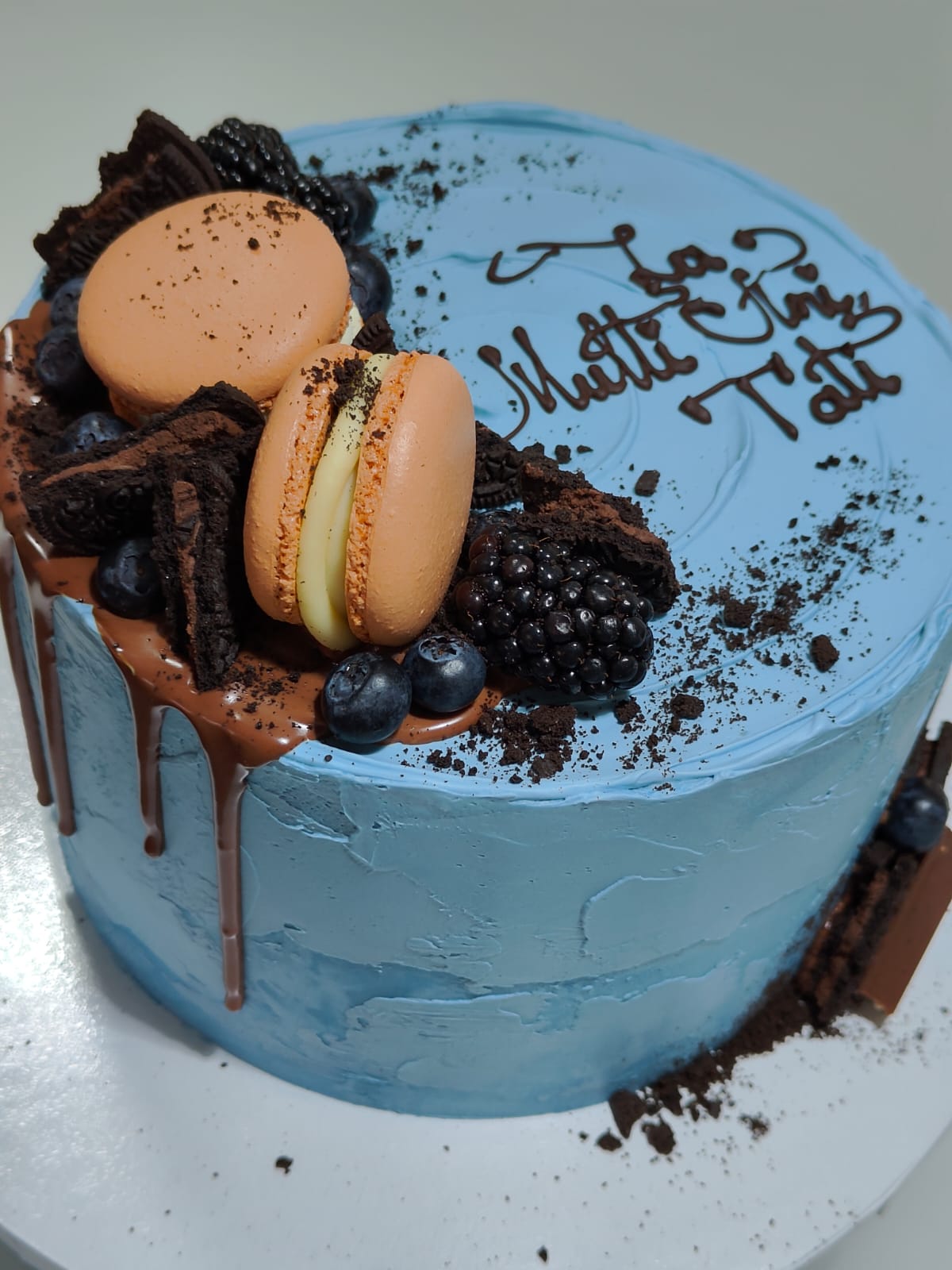 blue birthday cake